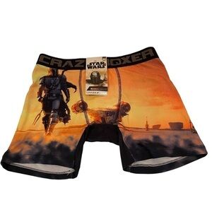CRAZY BOXER The Mandalorian Sunset Boxer Brief Underwear sz Medium Orange Yellow
